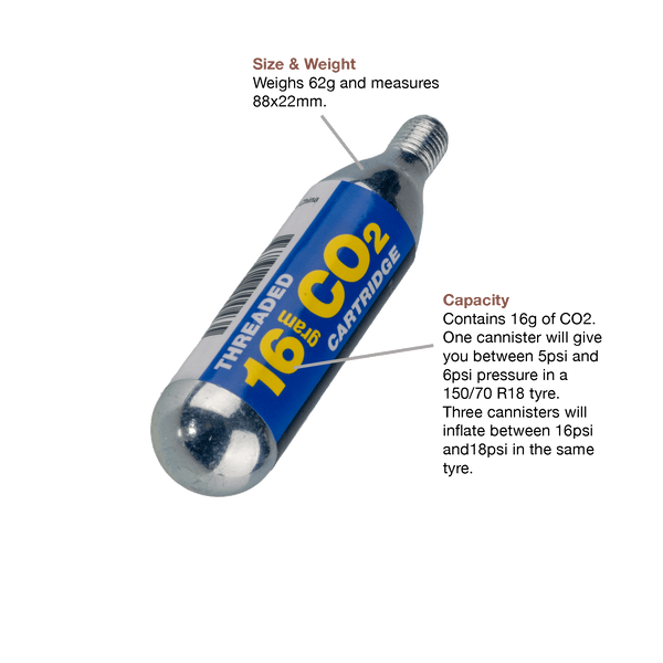 CO2 Canisters 16g Pack of 3