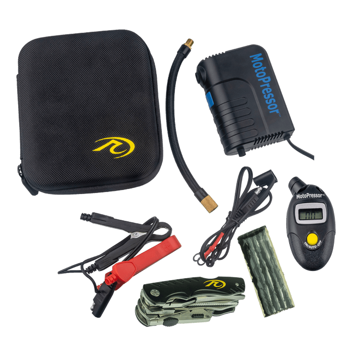 MotoPressor Pocket Pump V2, Puncture Repair Tool and Digital Tyre Gauge Combo