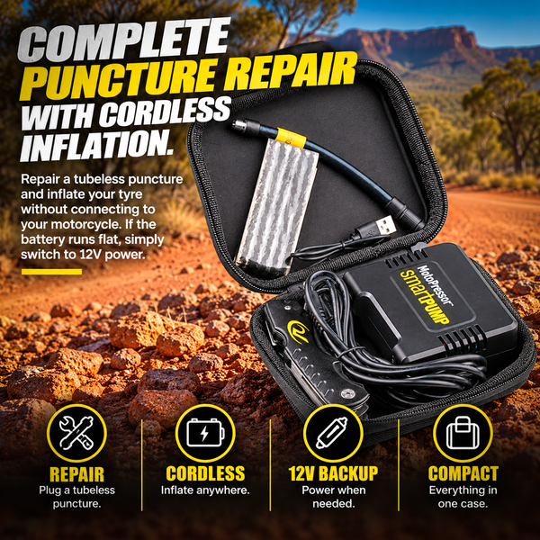 MotoPressor SmartPUMP Combo Kit – Cordless Tyre Inflator & Puncture Repair Tool