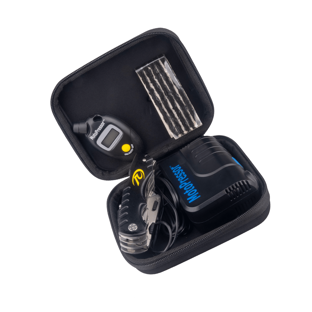MotoPressor Pocket Pump V2, Puncture Repair Tool and Digital Tyre Gauge Combo