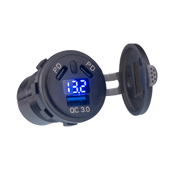 PA033 Dual port USB-C and USB-A power adapter/voltmeter