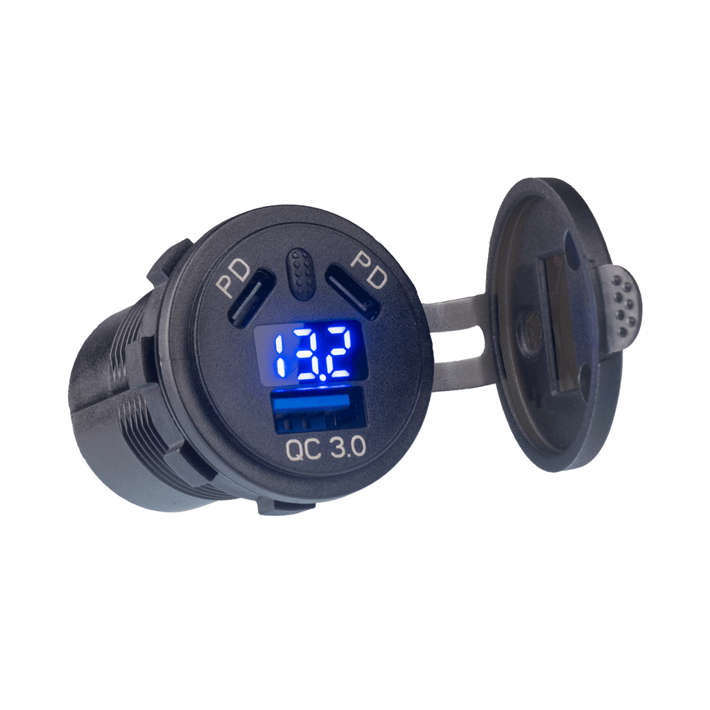 PA033 Dual port USB-C and USB-A power adapter/voltmeter