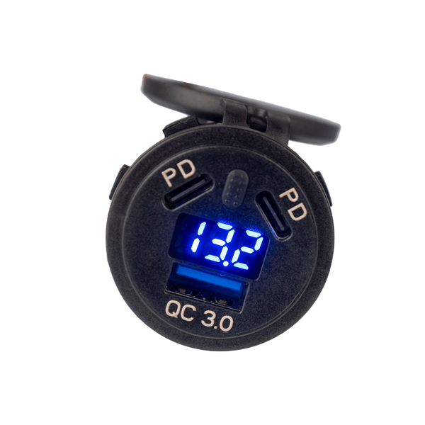 PA033 Dual port USB-C and USB-A power adapter/voltmeter