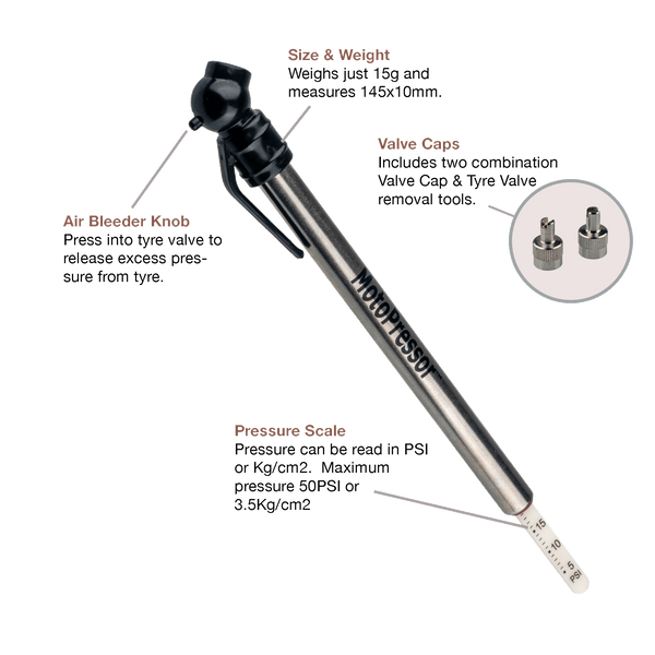 MotoPressor Pencil Tyre Gauge