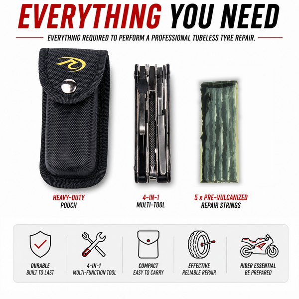 MotoPressor 4-in-1 Motorcycle Puncture Repair Tool