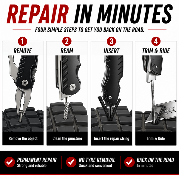 MotoPressor 4-in-1 Motorcycle Puncture Repair Tool