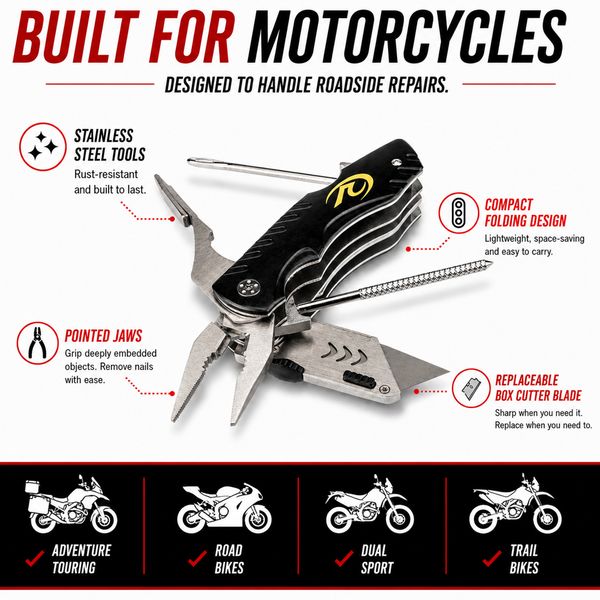 MotoPressor 4-in-1 Motorcycle Puncture Repair Tool