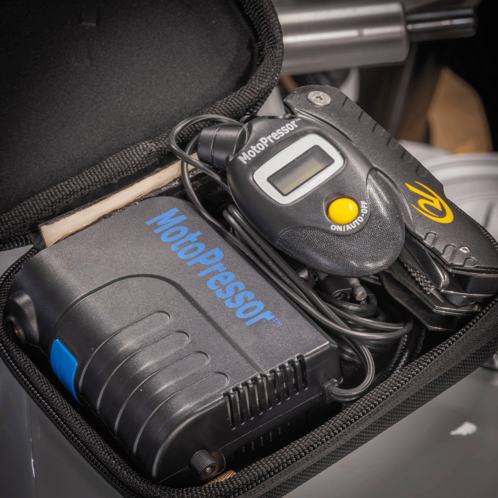 MotoPressor Pocket Pump V2, Puncture Repair Tool and Digital Tyre Gauge Combo